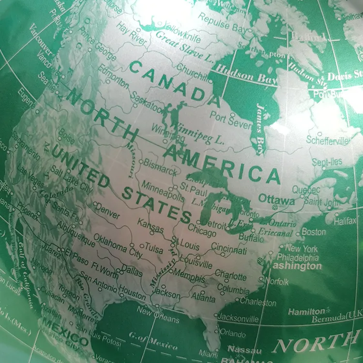 22.8cm (9") Artistic Green Metallic World Globe with Heavy-Duty Metal Base & Meridian detail view 4